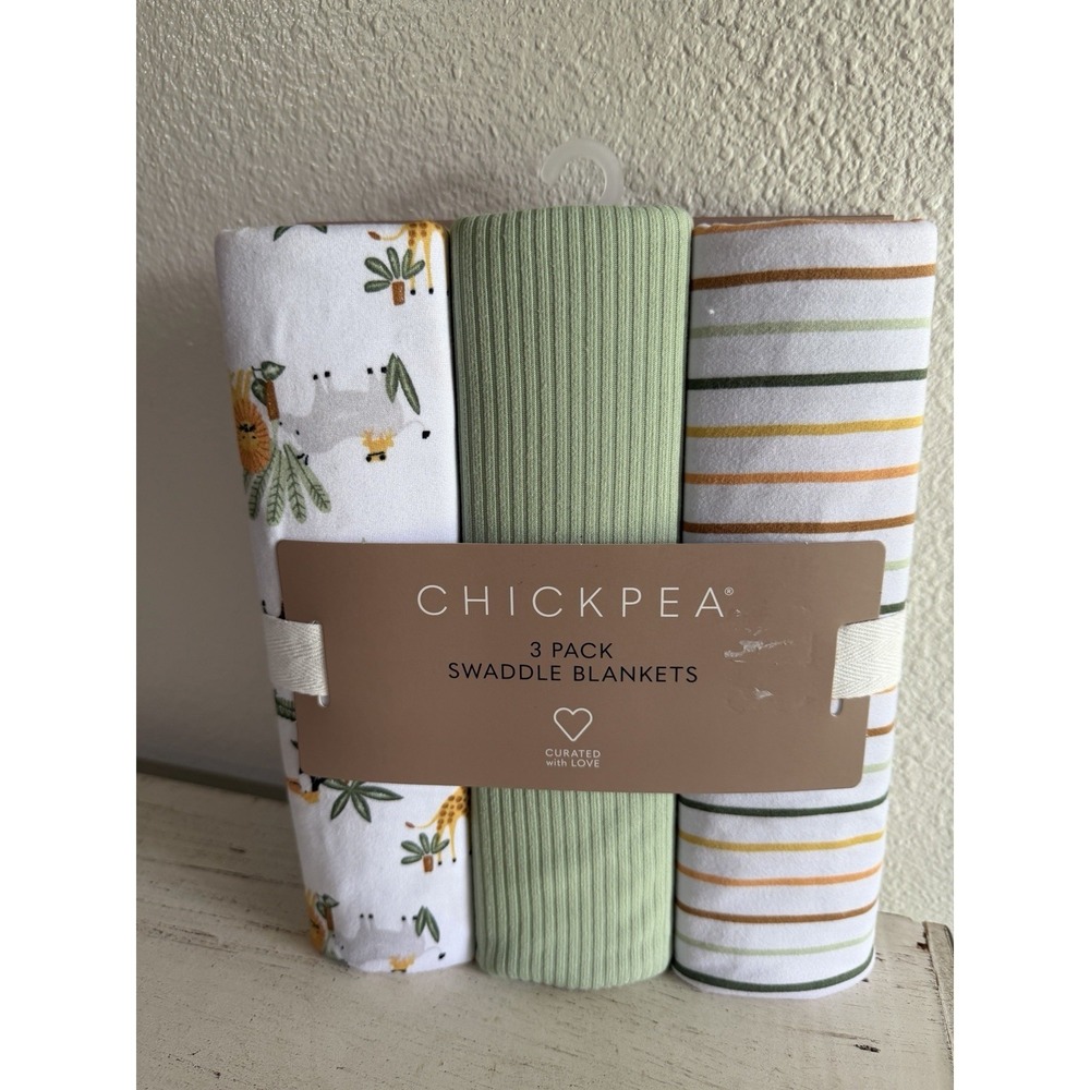 Chick Pea 4 Pack Muslin Blankets Swaddle Floral Print Sz 36"x 40" - NWT